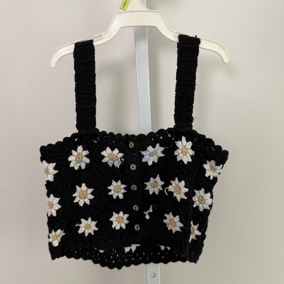 Zara Black and White Crochet Top size 10 140cm - Picture 2 of 3